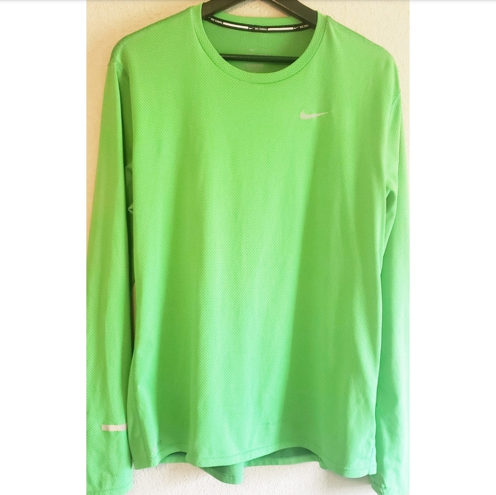 Nike Dri Fit Neon Green Long Sleeve Workout Top